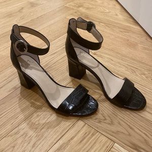 Marc Fisher LTD black croc block heel sandals NWOT